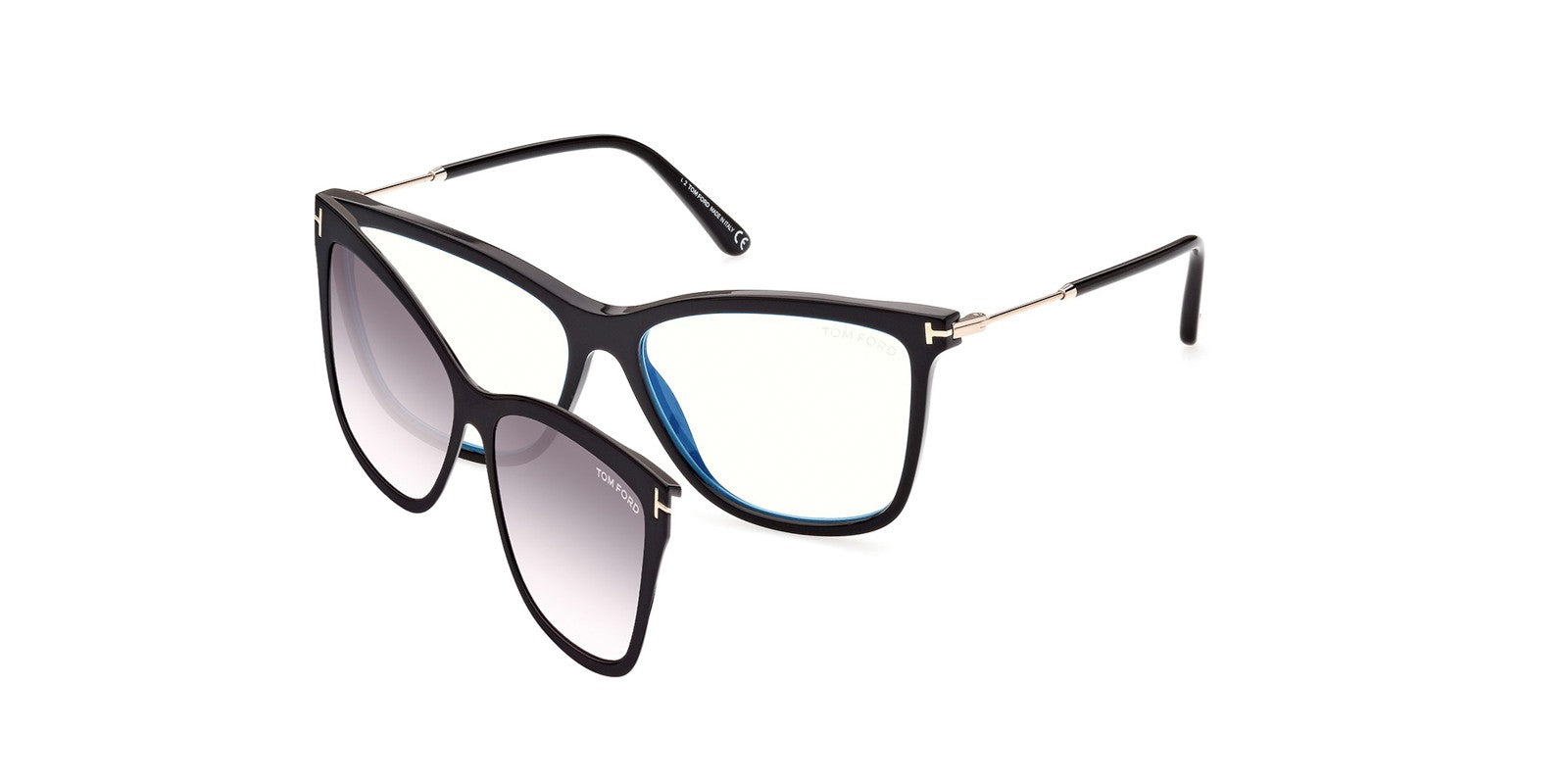 TOM FORD CLIP-ON EYEGLASSES - FT5824B 001 56