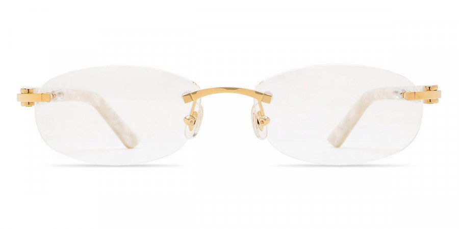 CARTIER EYEGLASSES - CT0056O 002 52 - Gold/White Décor C