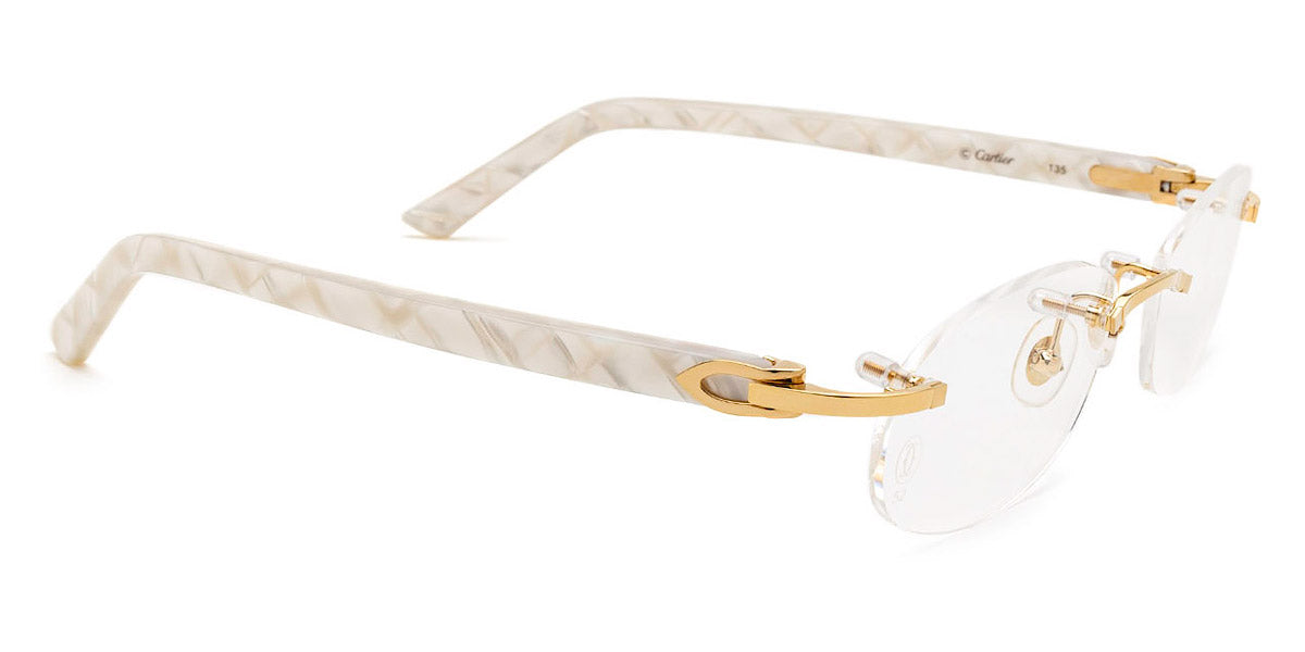 CARTIER EYEGLASSES - CT0056O 002 52 - Gold/White Décor C