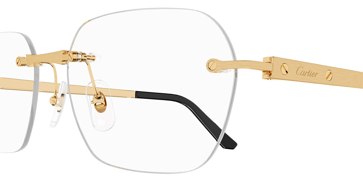 CARTIER EYEGLASSES - CT0407O 001 57 - Gold Santos De Cartier