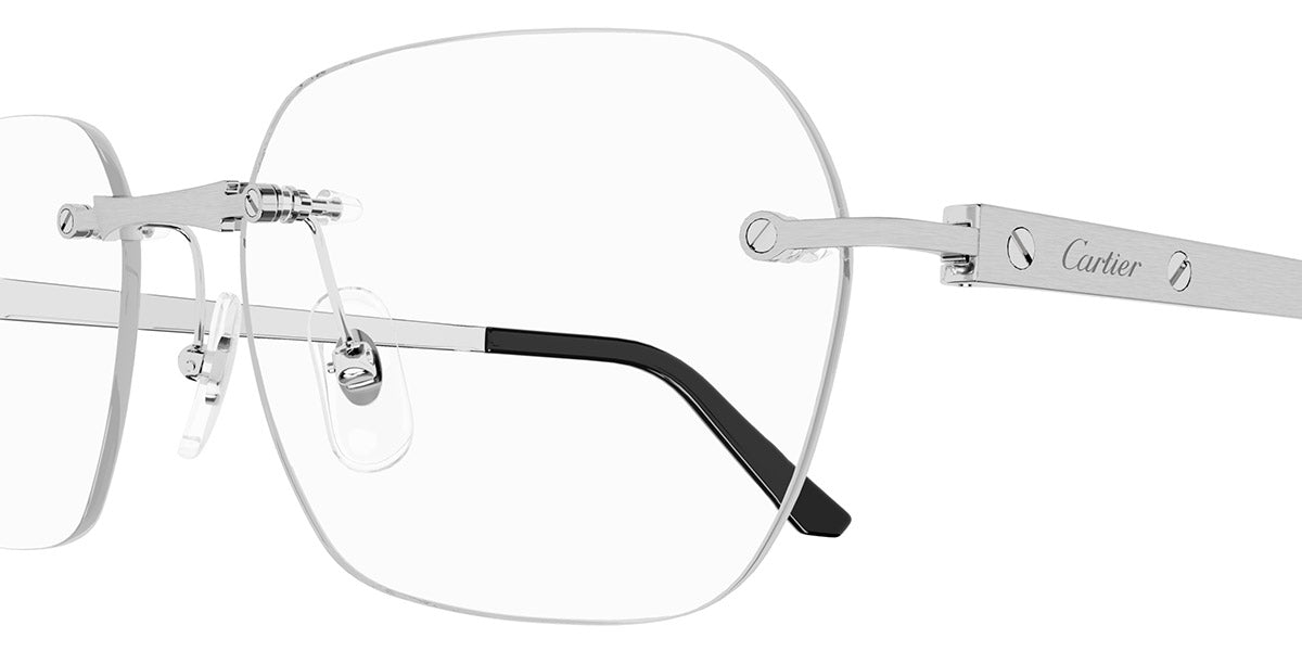 CARTIER EYEGLASSES - CT0407O 002 57 - Silver Santos De Cartier