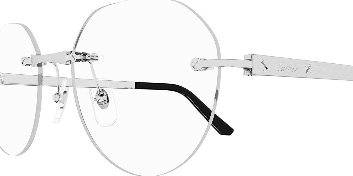 CARTIER EYEGLASSES - CT0408O 002 53 - Silver Santos De Cartier