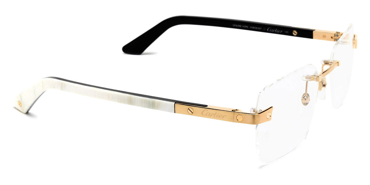CARTIER EYEGLASSES - CT0411O 003 57 - Gold/White Santos De Cartier