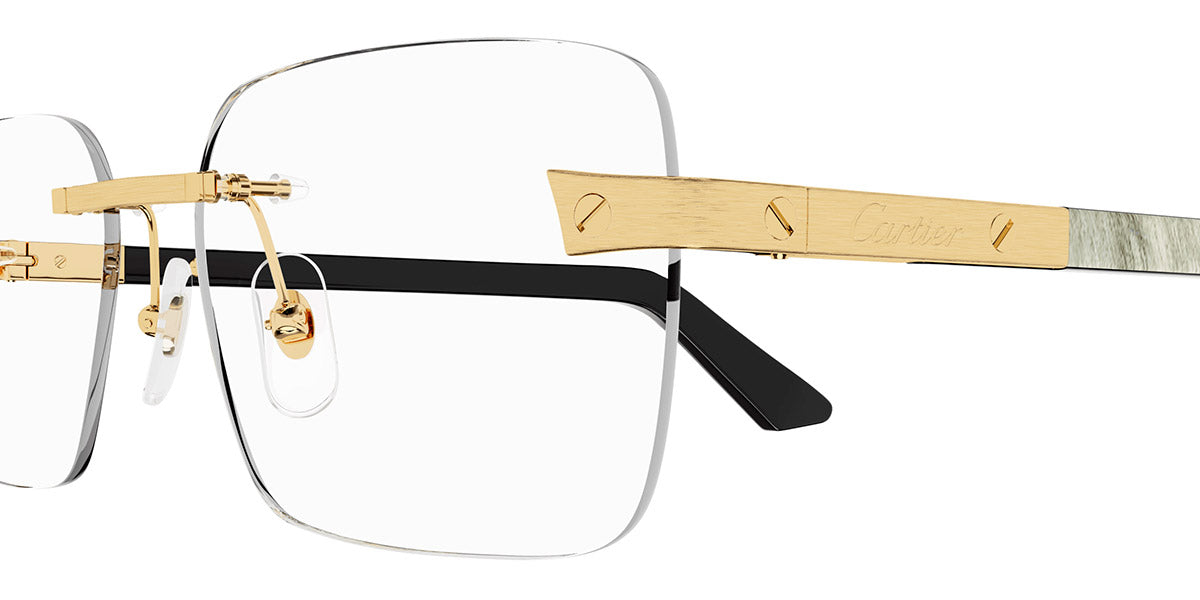 CARTIER EYEGLASSES - CT0411O 003 57 - Gold/White Santos De Cartier