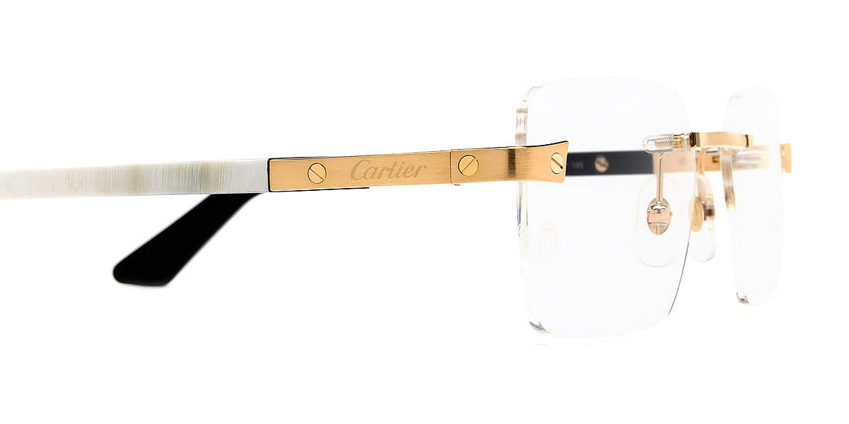 CARTIER EYEGLASSES - CT0411O 003 57 - Gold/White Santos De Cartier