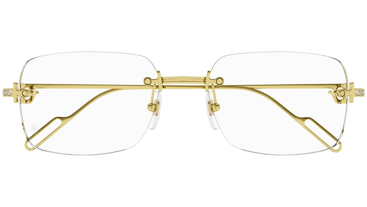 CARTIER EYEGLASSES - CT0421O 002 55 GOLD 18K WITH DIAMOND