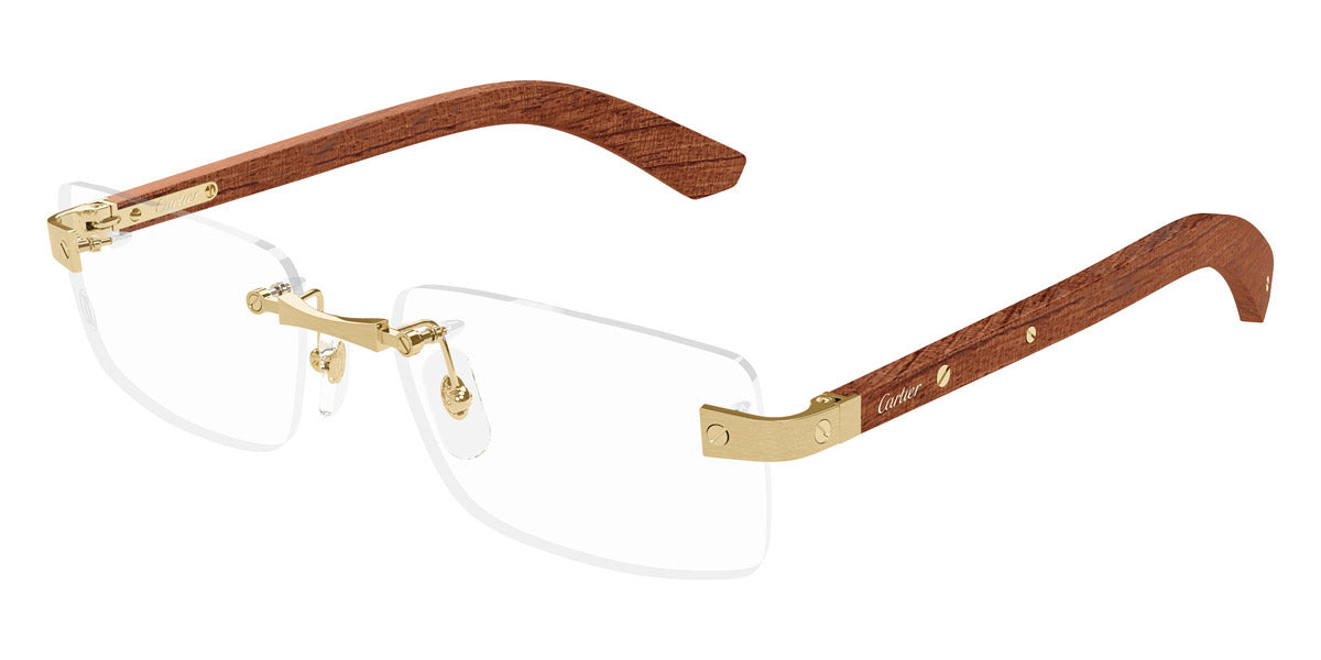 CARTIER EYEGLASSES - CT0513O 002 57 - Gold/Brown Santos de Cartier