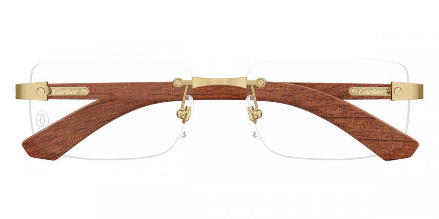 CARTIER EYEGLASSES - CT0513O 002 57 - Gold/Brown Santos de Cartier
