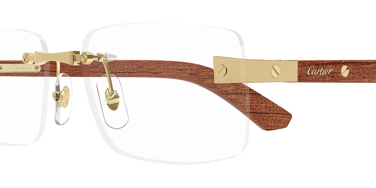 CARTIER EYEGLASSES - CT0513O 002 57 - Gold/Brown Santos de Cartier