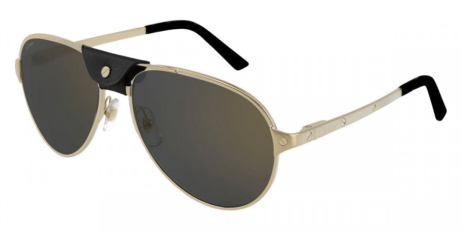 CARTIER SUNGLASSES - CT0034S 014 61 - Gold Santos De Cartier