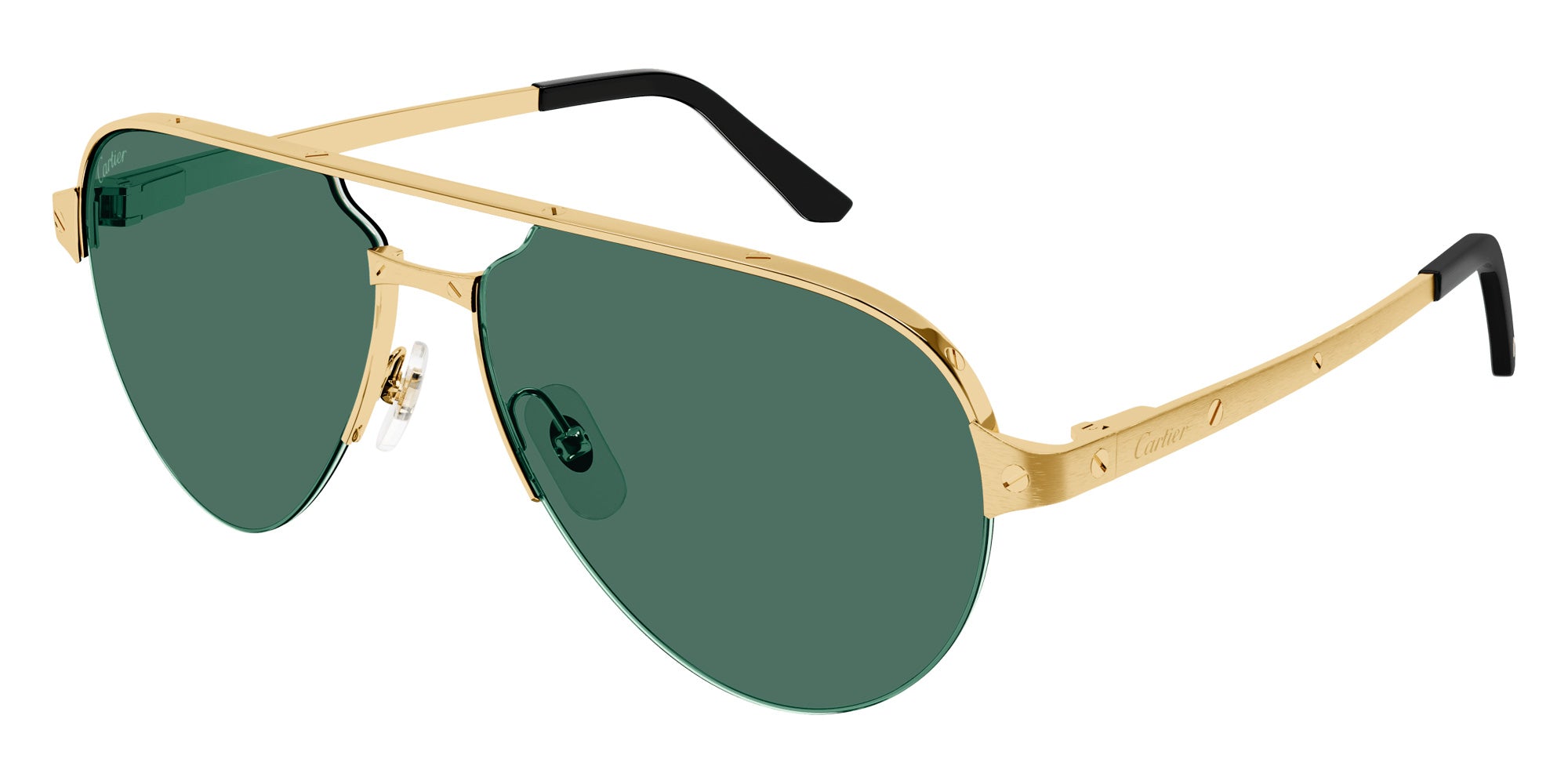 CARTIER SUNGLASSES - CT0386S 002 60 - Gold Santos de Cartier