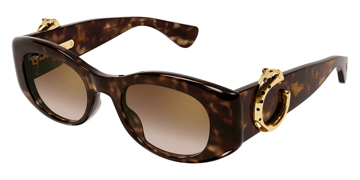 New! Cartier CT0547S 002 Panthere Chic Havana Sunglasses, Authentic New CARTIER Panthere CT0024SA 002 52mm Havana Square  main image 3