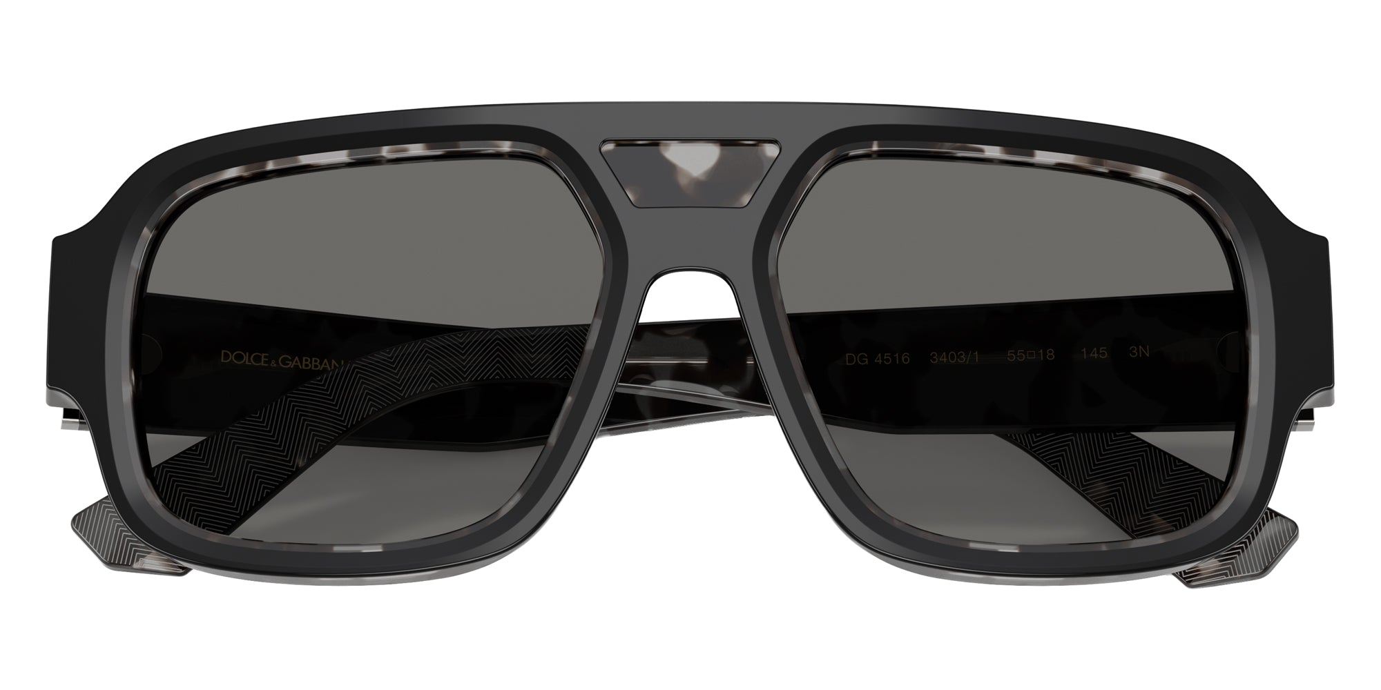 DOLCE & GABBANA SUNGLASSES - DG4516 3403/1 55 - Black on Gray Havana