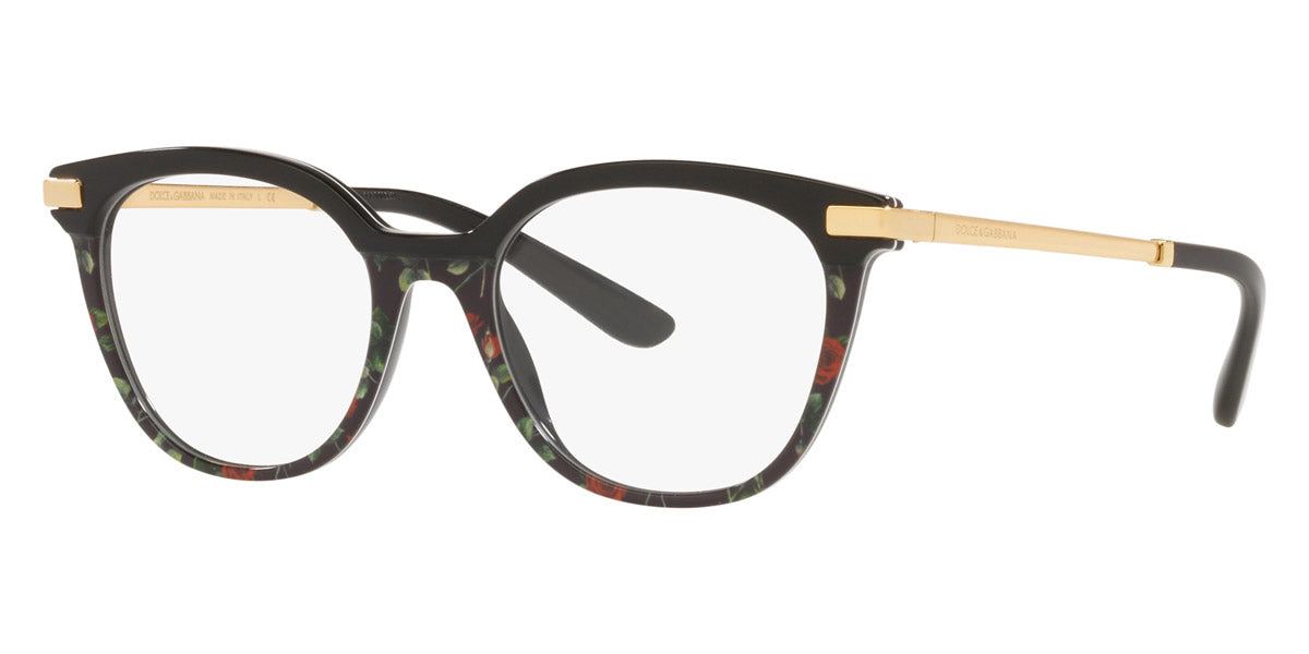 DOLCE & GABBANA EYEGLASSES - DG3346 3317 50 - Black/Red Roses Print