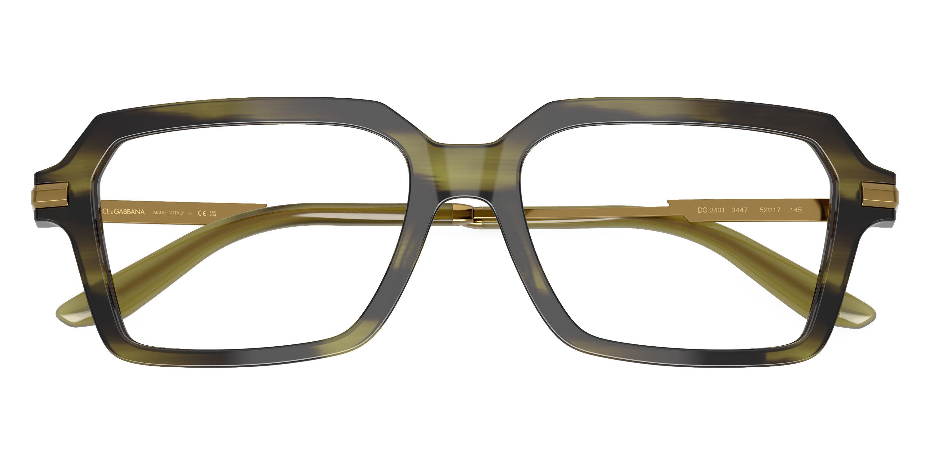 DOLCE & GABBANA EYEGLASSES - DG3401 3447 54 - Striped Olive/Dark Gold