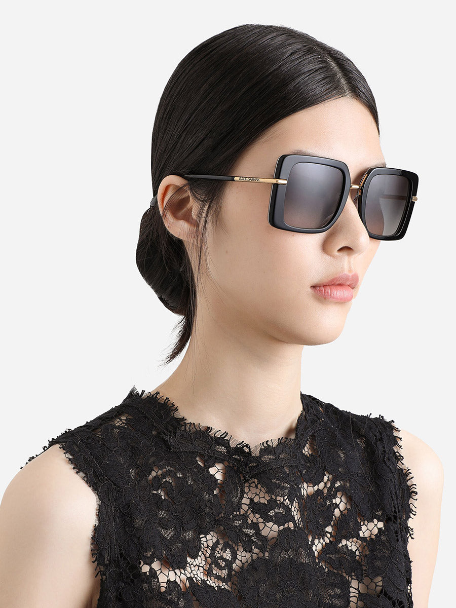 DOLCE & GABBANA SUNGLASSES - DG4491 32998G 52 - Top Black on Leo/Gold