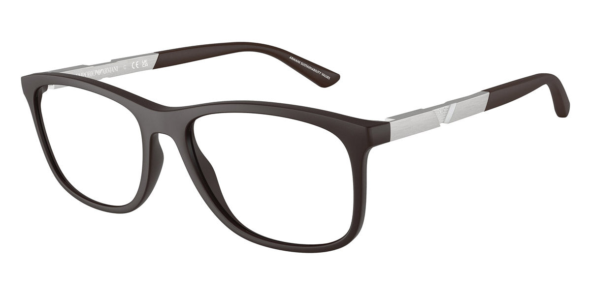 EMPORIO ARMANI EYEGLASSES - EA3247 6186 55 - Matte Dark Brown/Aluminium