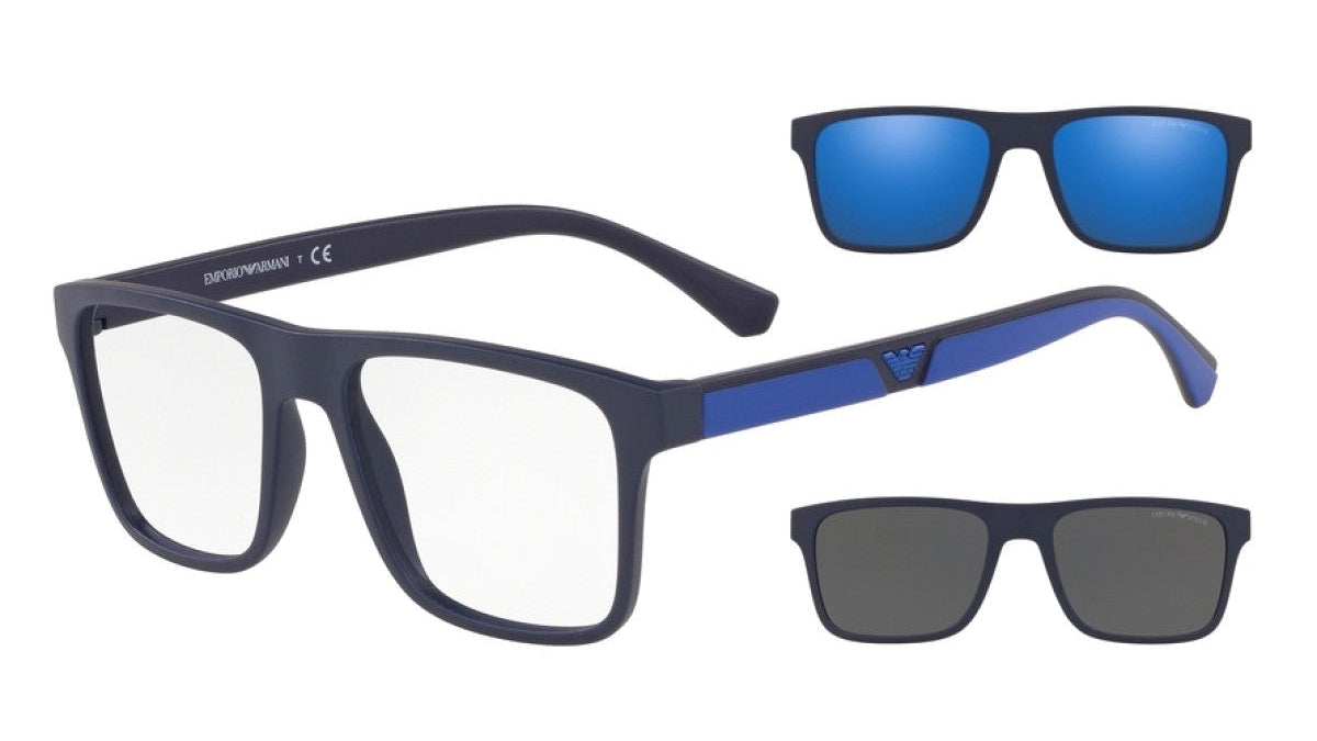EMPORIO ARMANI CLIP-ON EYEGLASSES - EA4115 57591W 54 - Matte Dark Blue