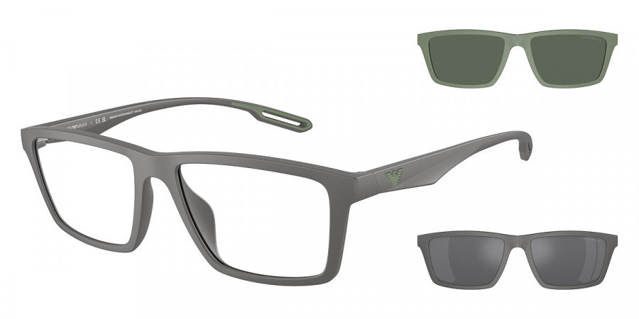 EMPORIO ARMANI CLIP-ON EYEGLASSES - EA4189U 50611W 55 - Matte Dark Gra