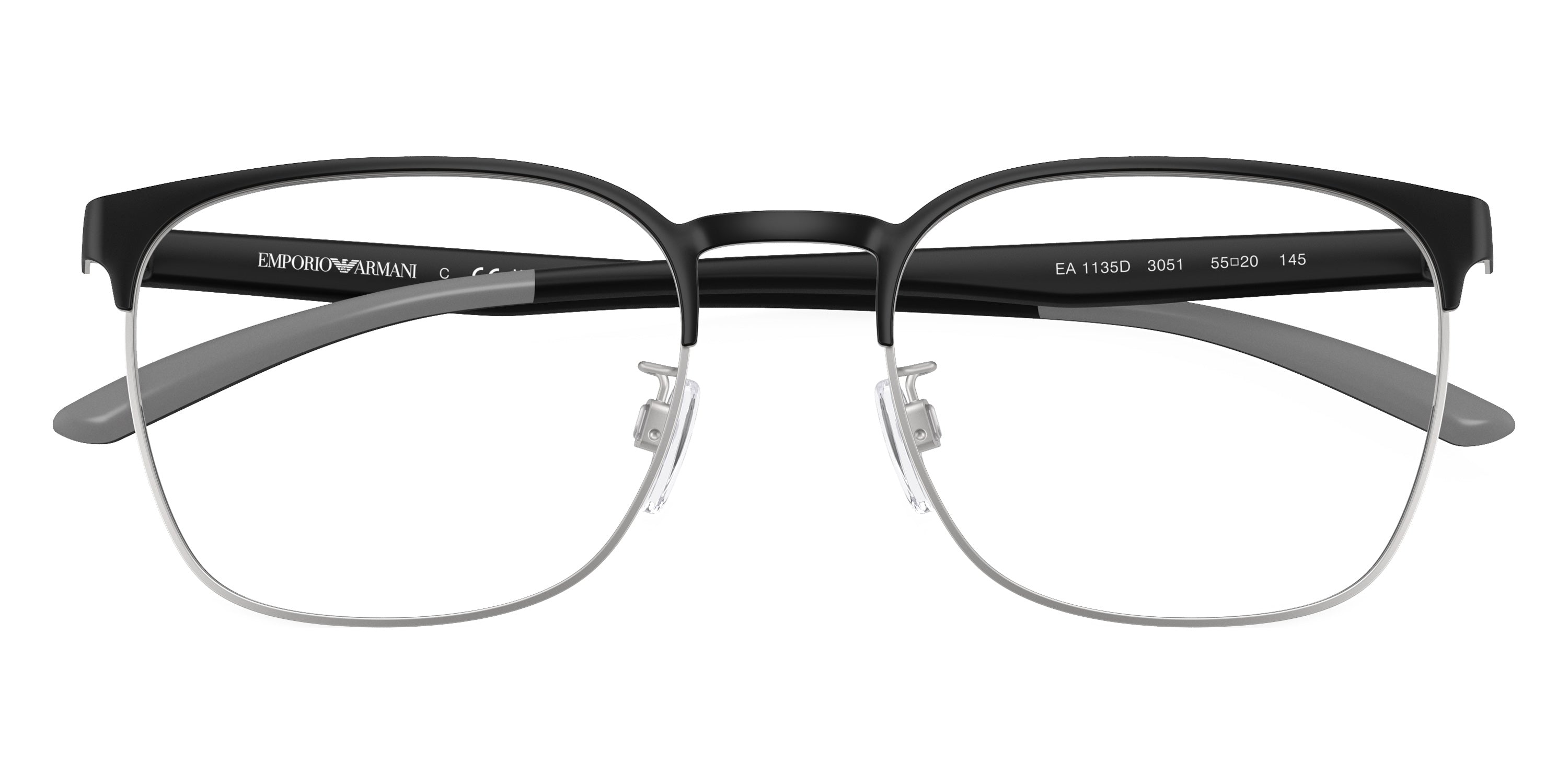 EMPORIO ARMANI EYEGLASSES - EA1135D 3051 55 - Matte Black/Matte Silver/Rubber Gray