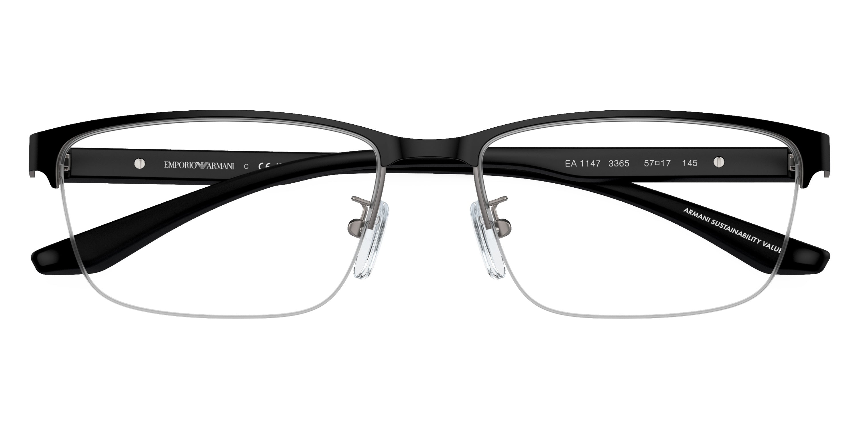 EMPORIO ARMANI EYEGLASSES - EA1147 3365 57 - Matte Gunmetal/Black