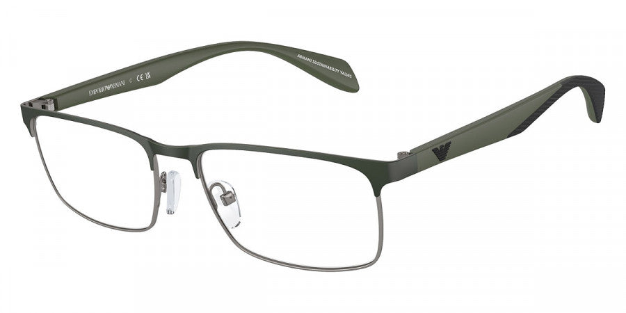 EMPORIO ARMANI EYEGLASSES - EA1149 3367 56 - Matte Gunmetal/Green/Black Rubber