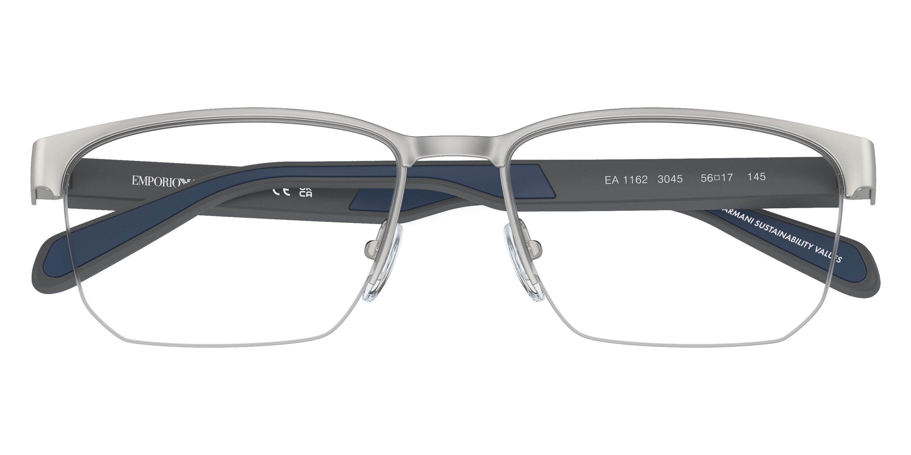 EMPORIO ARMANI EYEGLASSES - EA1162 3045 56 - Matte Silver/Navy Blue
