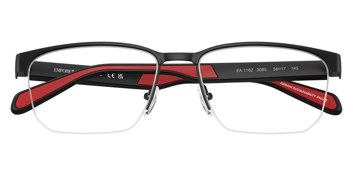 EMPORIO ARMANI EYEGLASSES - EA1162 3085 56 - Matte Black/Rubber Red