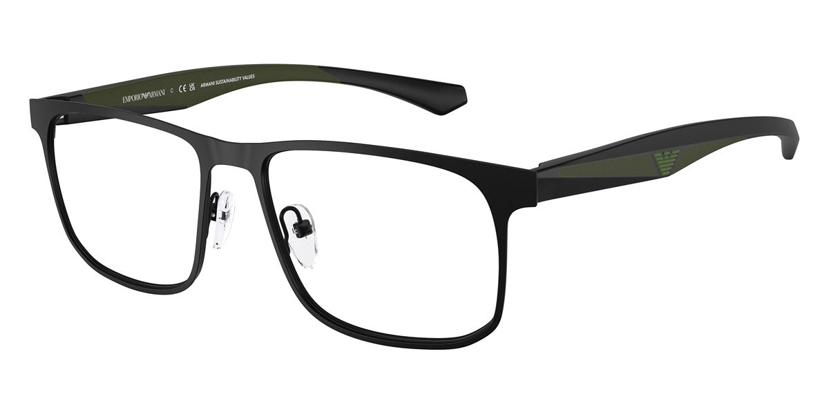 EMPORIO ARMANI EYEGLASSES - EA1163 3001 55 - Matte Black/Green Rubber