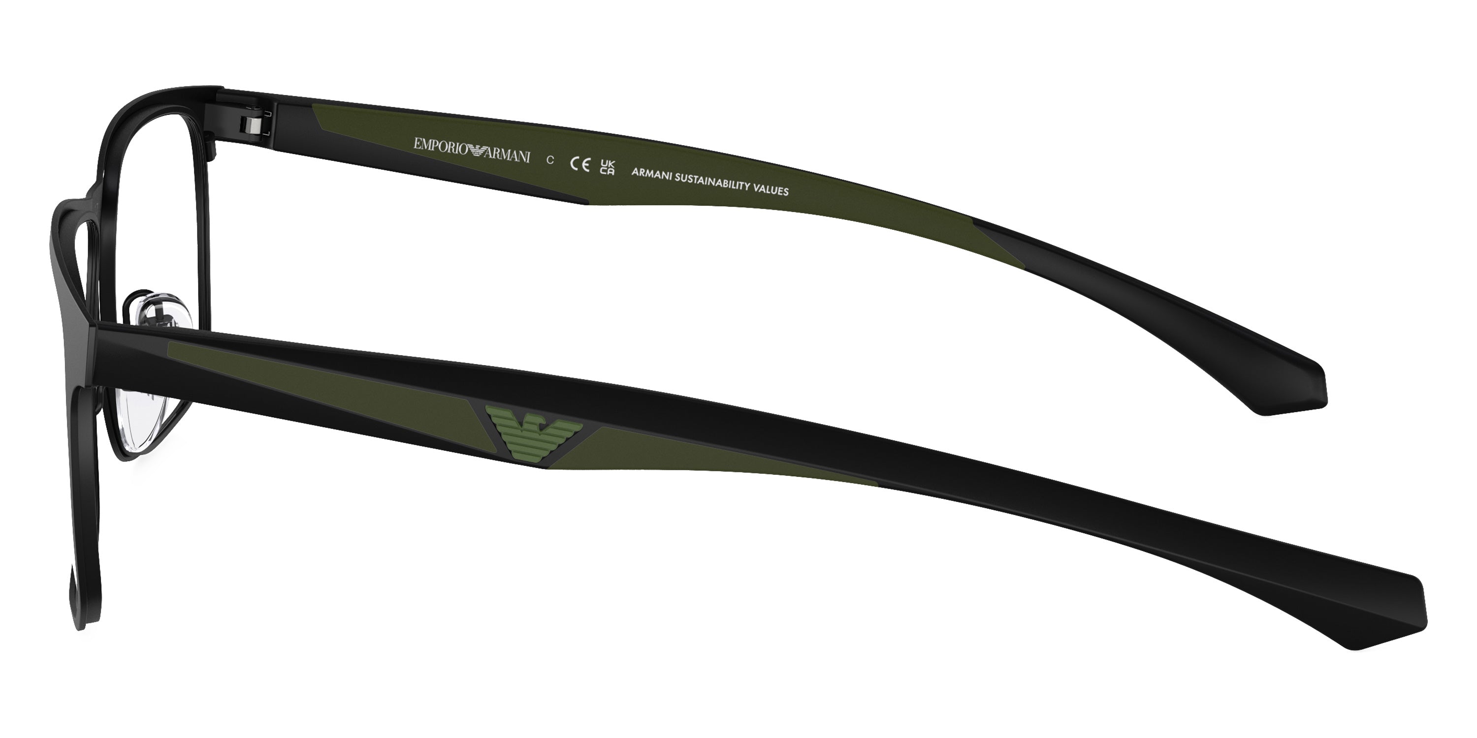 EMPORIO ARMANI EYEGLASSES - EA1163 3001 55 - Matte Black/Green Rubber