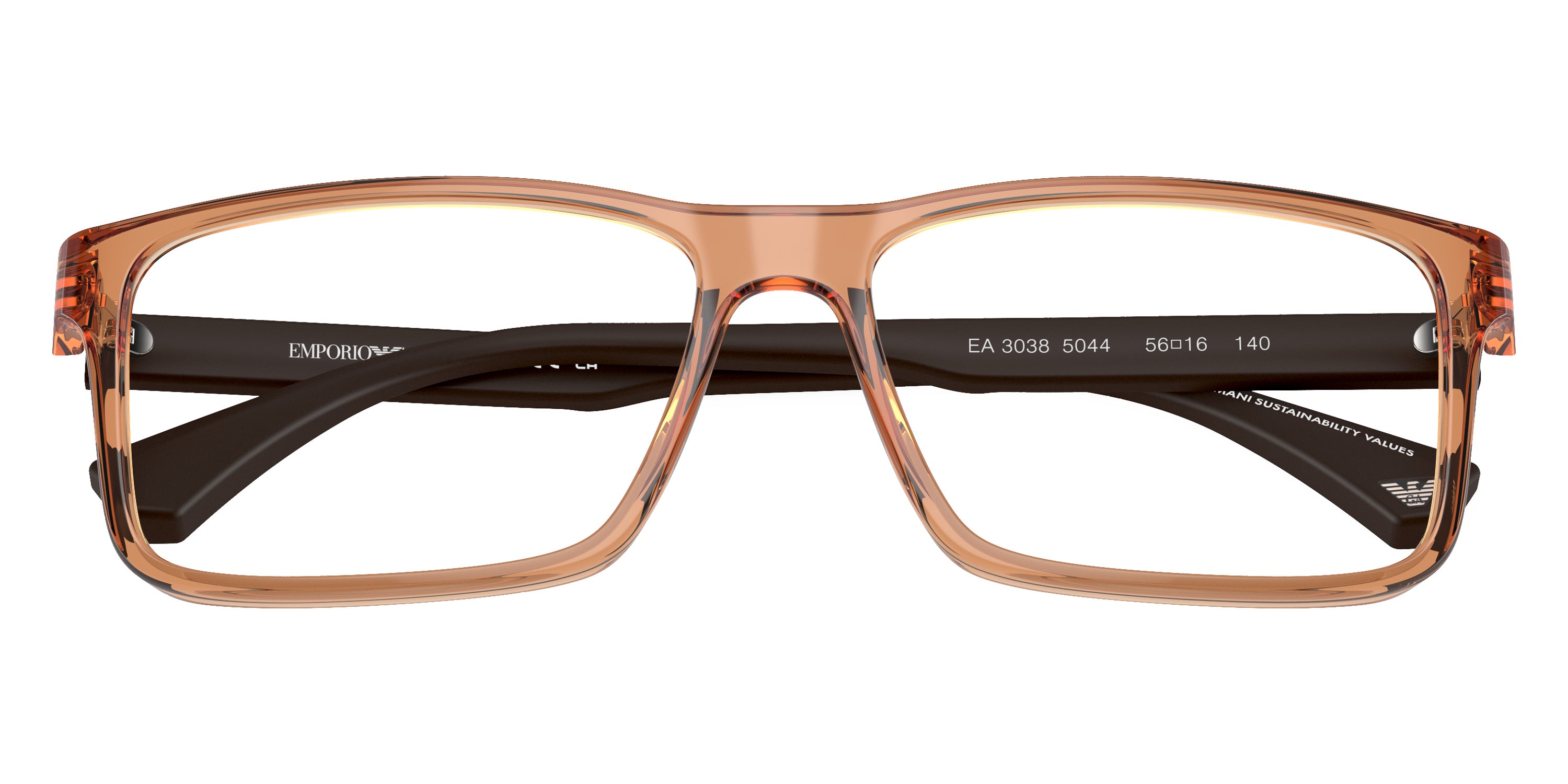 EMPORIO ARMANI EYEGLASSES - EA3038 5044 56 - Shiny Transparent Brown/Rubber Brown