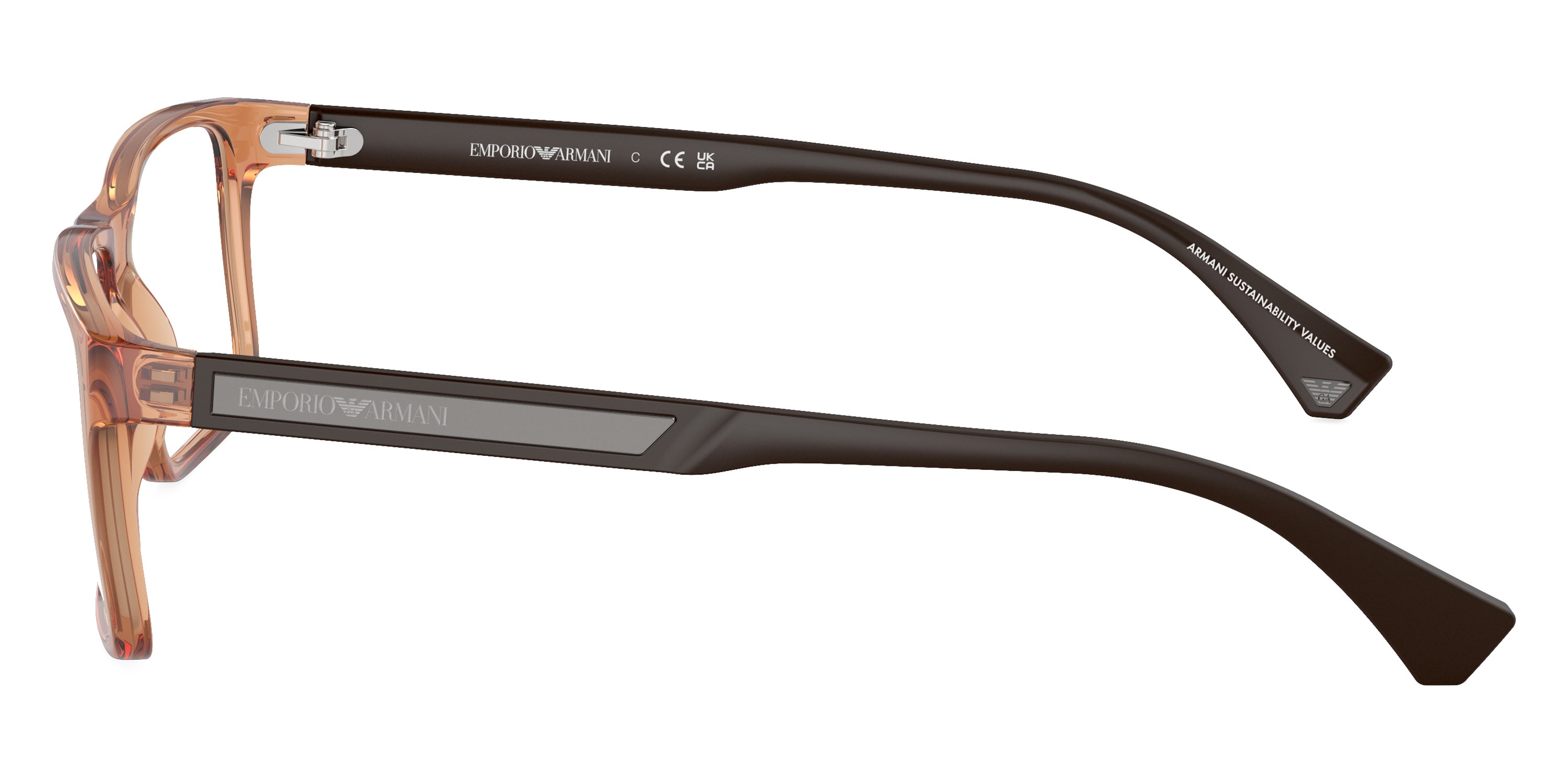 EMPORIO ARMANI EYEGLASSES - EA3038 5044 56 - Shiny Transparent Brown/Rubber Brown