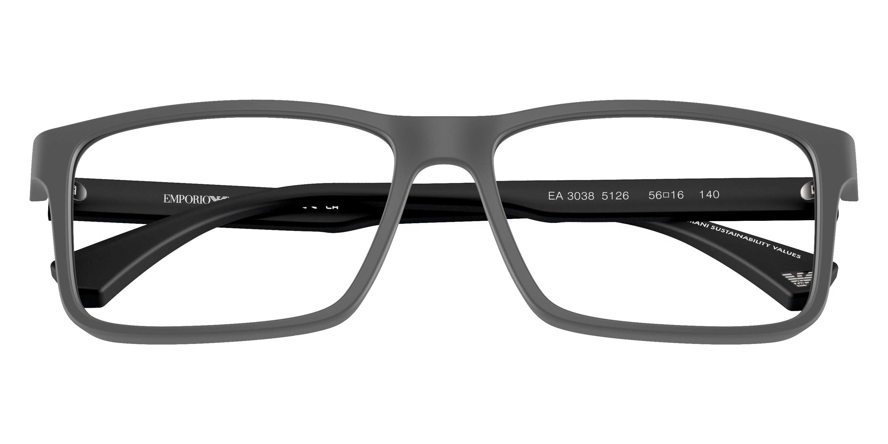 EMPORIO ARMANI EYEGLASSES - EA3038 5126 56 - Matte Dark Gray/Rubber Black