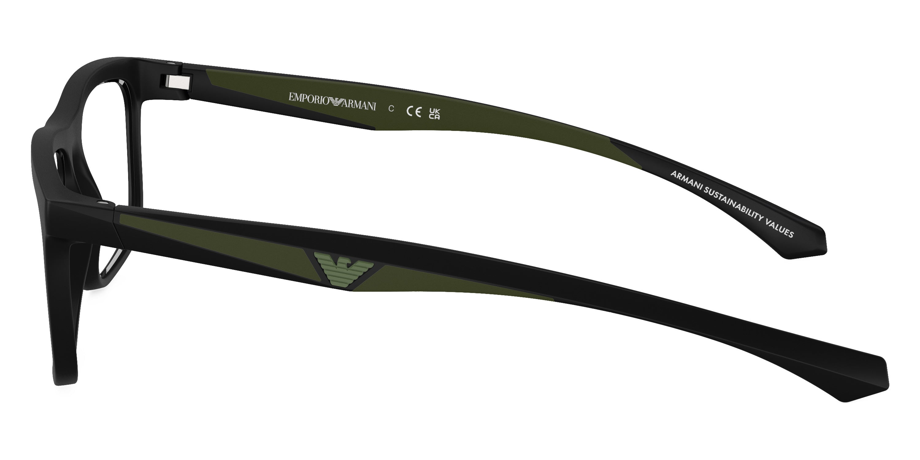 EMPORIO ARMANI EYEGLASSES - EA3246 5001 55 - Matte Black/Green Rubber