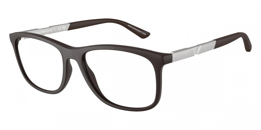 EMPORIO ARMANI EYEGLASSES - EA3247 6186 55 - Matte Dark Brown/Aluminium