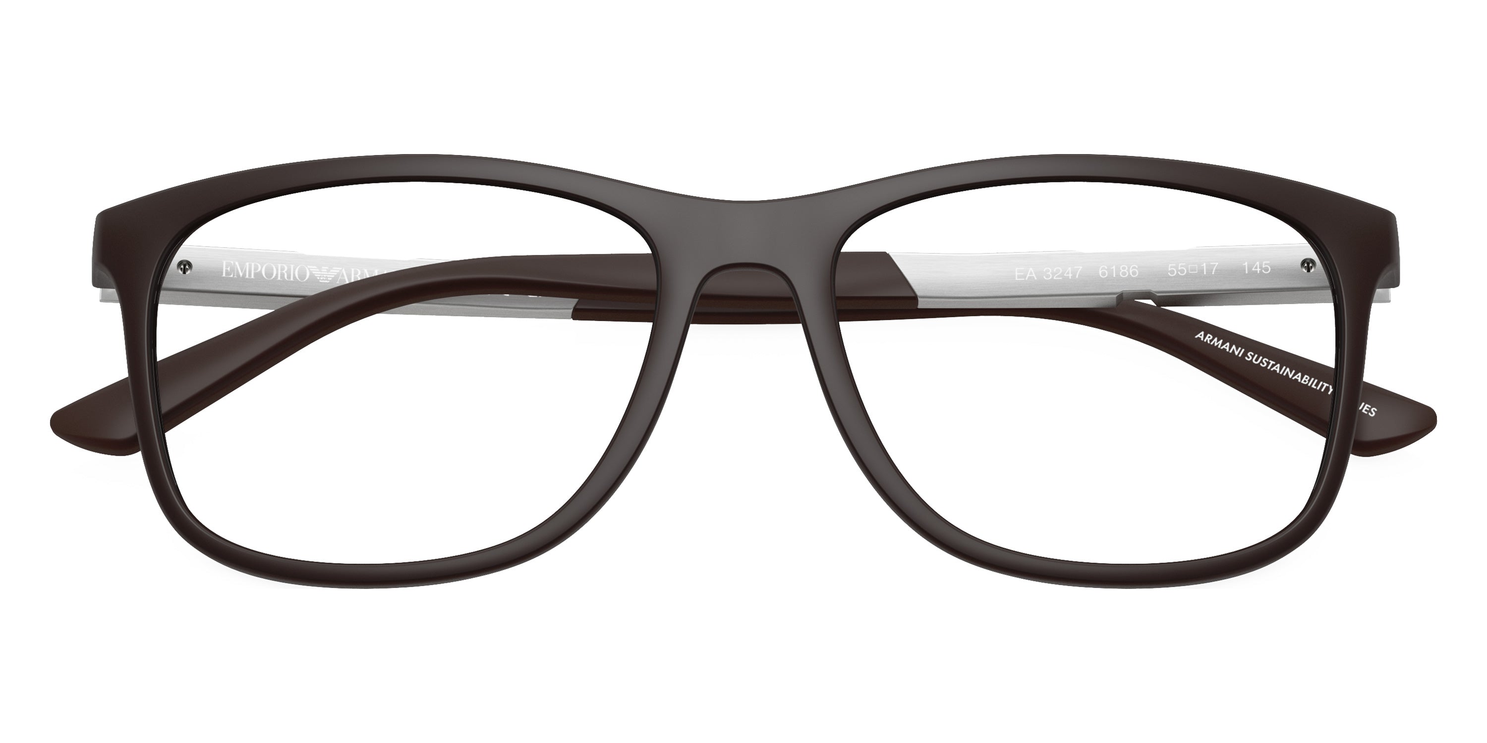 EMPORIO ARMANI EYEGLASSES - EA3247 6186 55 - Matte Dark Brown/Aluminium