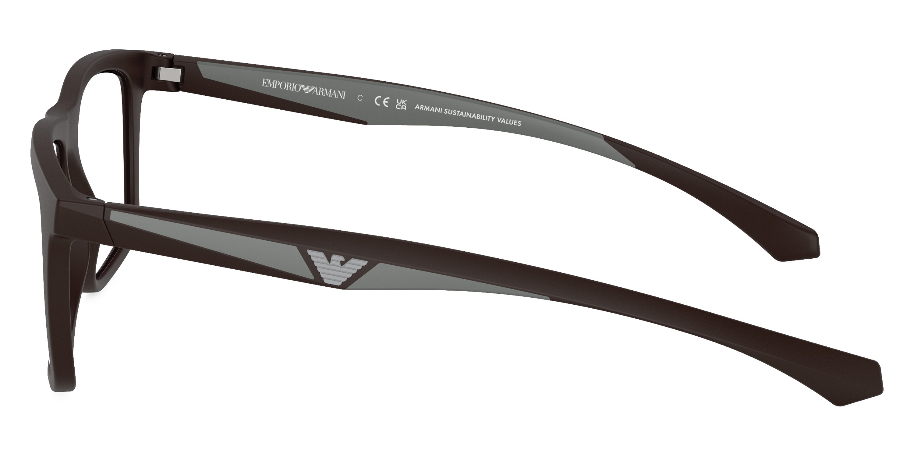 EMPORIO ARMANI EYEGLASSES - EA4235 61861W 53 - Matte Brown/Gray Rubber