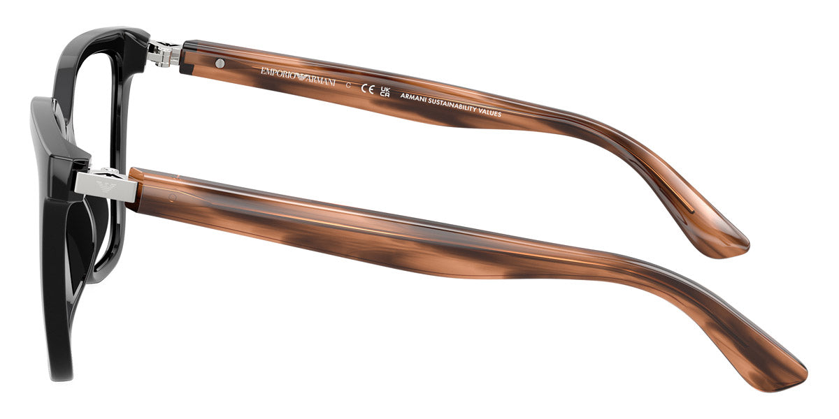 EMPORIO ARMANI EYEGLASSES - EA4254U 62661W 52 - Shiny Black/Shiny Striped Brown