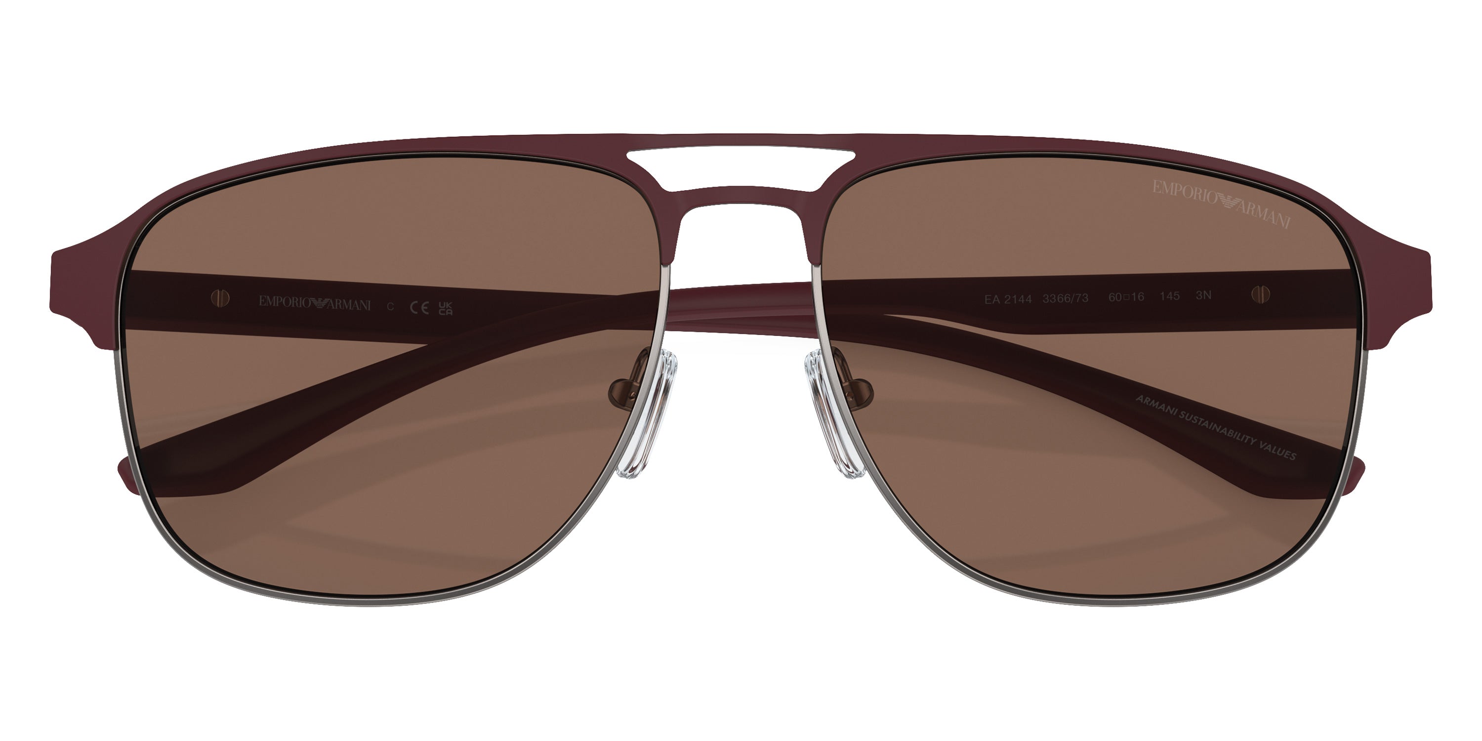 EMPORIO ARMANI SUNGLASSES - EA2144 336673 60 - Matte Gunmetal/Bordeaux