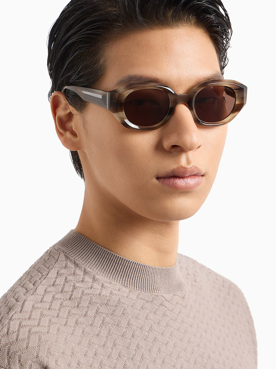 EMPORIO ARMANI SUNGLASSES - EA4230U 614973 48 - Shiny Striped Brown