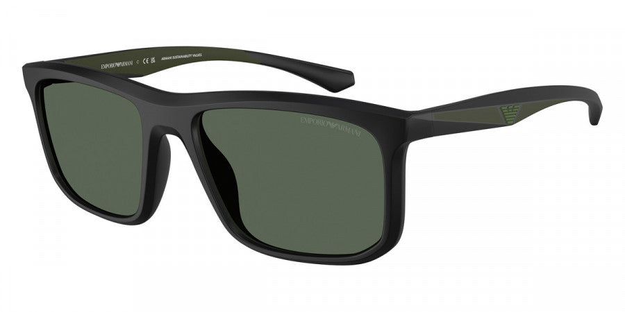 EMPORIO ARMANI SUNGLASSES - EA4234U 500171 57 - Matte Black/Green Rubber