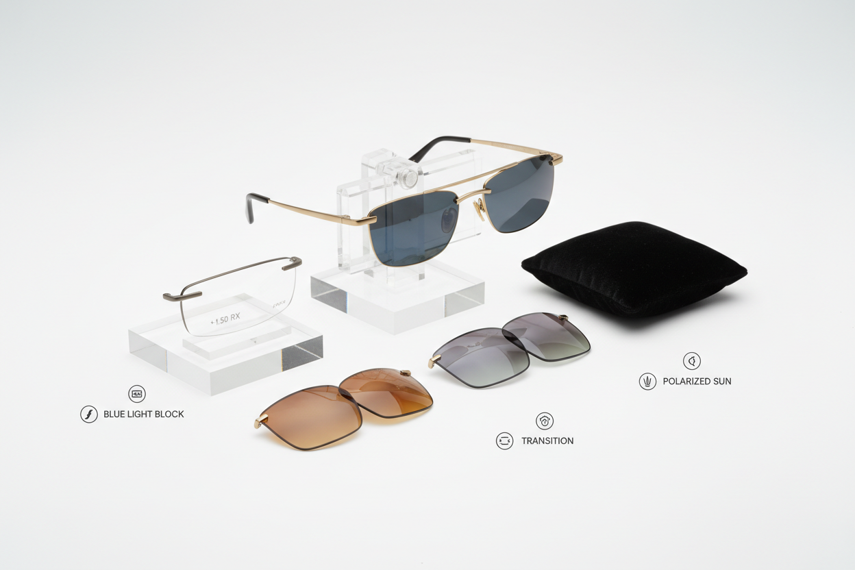 frame lenses as add-on for eyeglasses frames