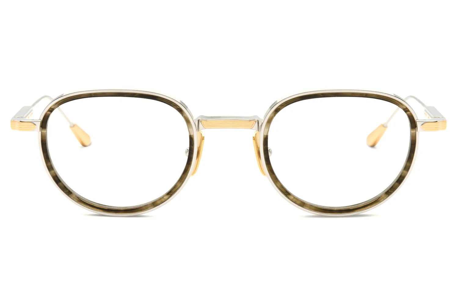 LUNETTERIE GENERALE EYEGLASSES - PANACHE PALLADIUM/18K GOLD & OLIVE INLAY 48