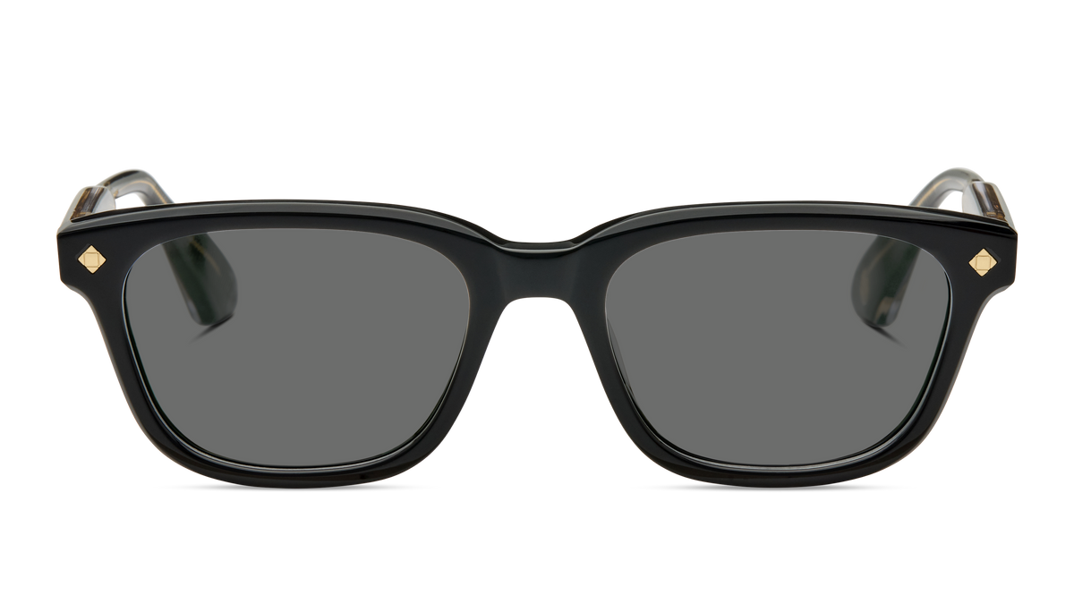 LUNETTERIE GENERALE SUNGLASSES - AESTHETE BLACK/14K GOLD SOLID GREEN 54
