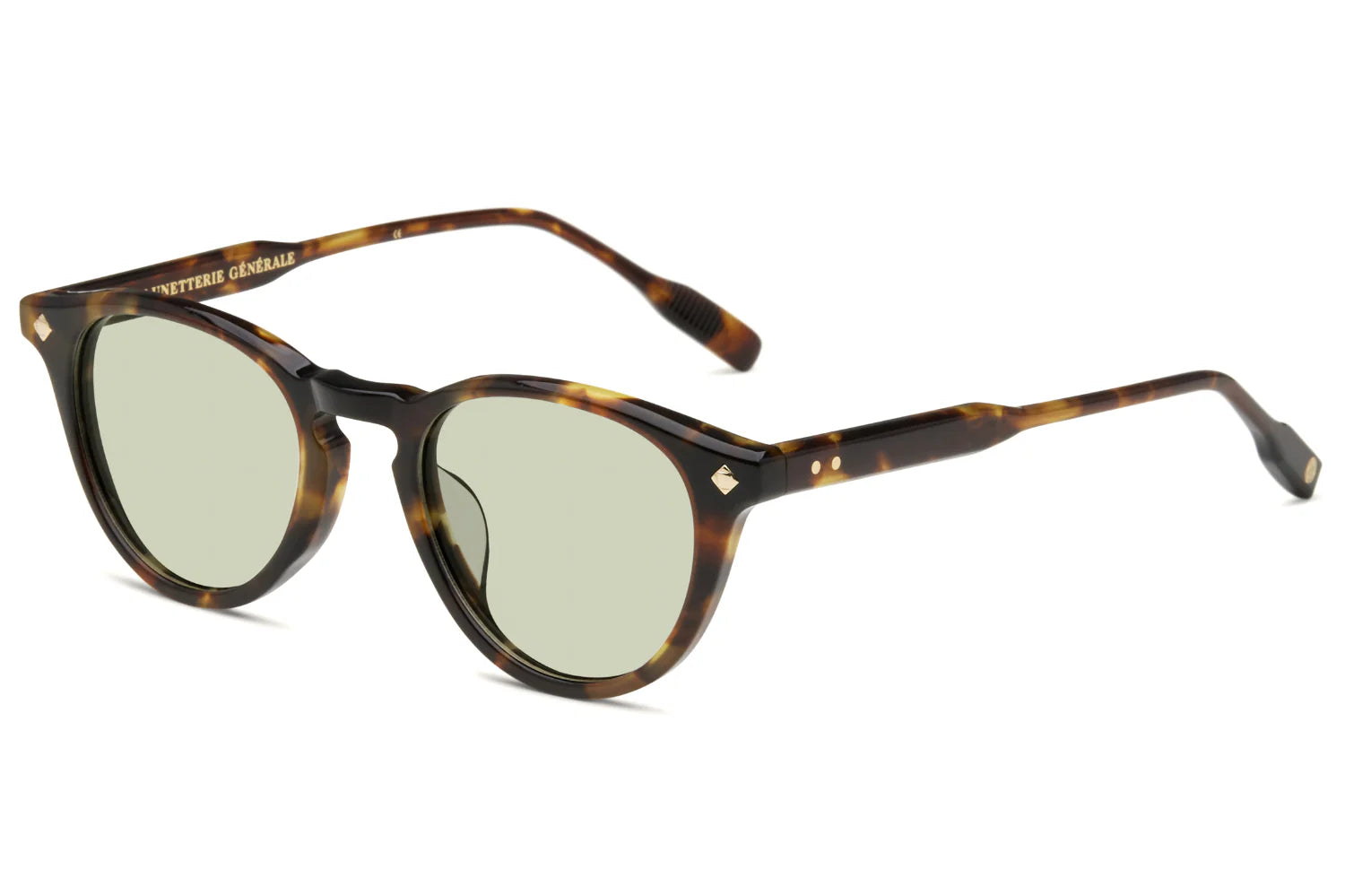 LUNETTERIE GENERALE SUNGLASSES - DOLCE VITA 2022 M TORTOISE/14K GOLD SOLID GREEN G13 48
