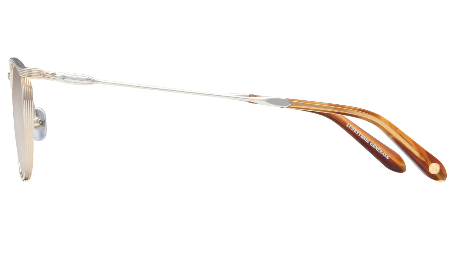 LUNETTERIE GENERALE SUNGLASSES - ELDORADO WHITE GOLD/PALLADIUM & AMBER TORTOISE 52