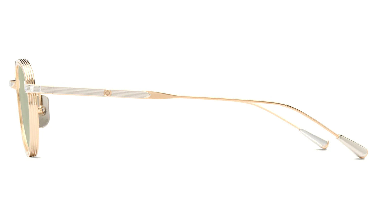 LUNETTERIE GENERALE SUNGLASSES - PANACHE 16K GOLD/PALLADIUM & VINTAGE CRYSTAL INLAY SOLID BLUE