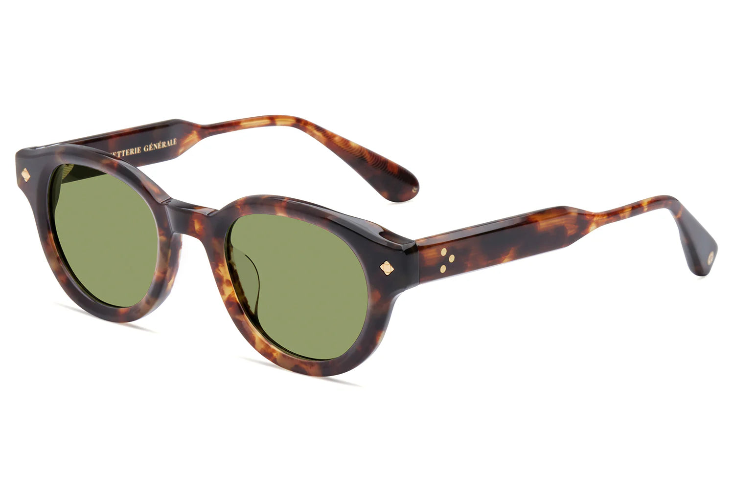 LUNETTERIE GENERALE SUNGLASSES - THE GIFT MORTALITY TORTOISE/24K GOLD SOLID GREEN 49