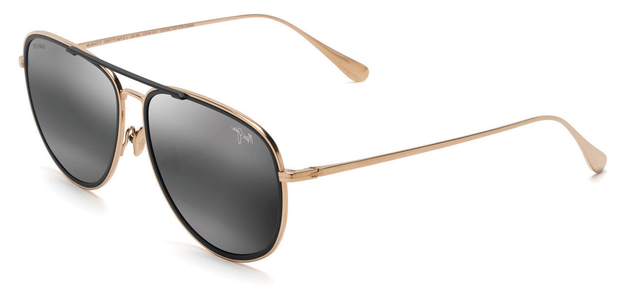 MAUI JIM SUNGLASSES 554 16UTD GREY FAIR WINDS GOLD W/ BLK MTT RM M U