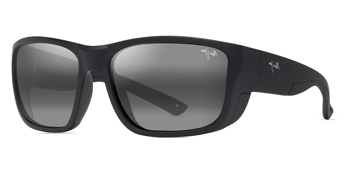 MAUI JIM SUNGLASSES - AMBERJACK 896-02 60 - Matte Black with Black Rubber